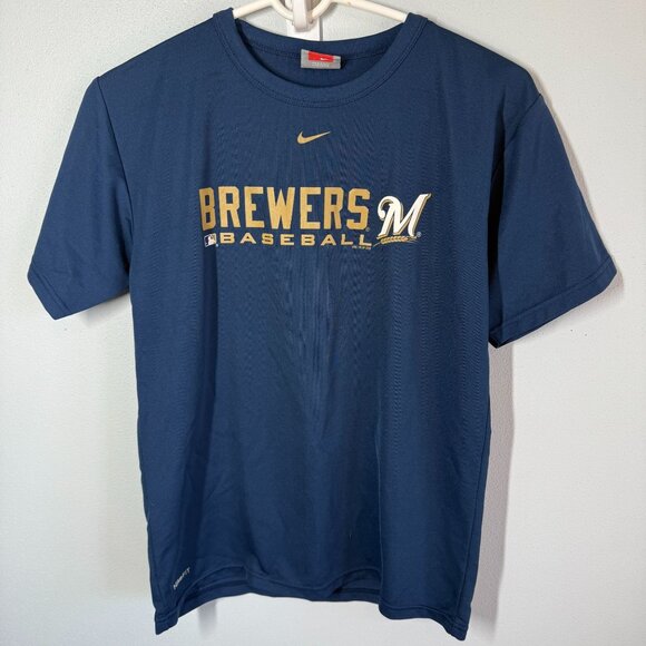 Nike Dri-Fit Milwaukee Brewers Baseball Performace T-Shirt Womens Medium (12/14) - Picture 1 of 11